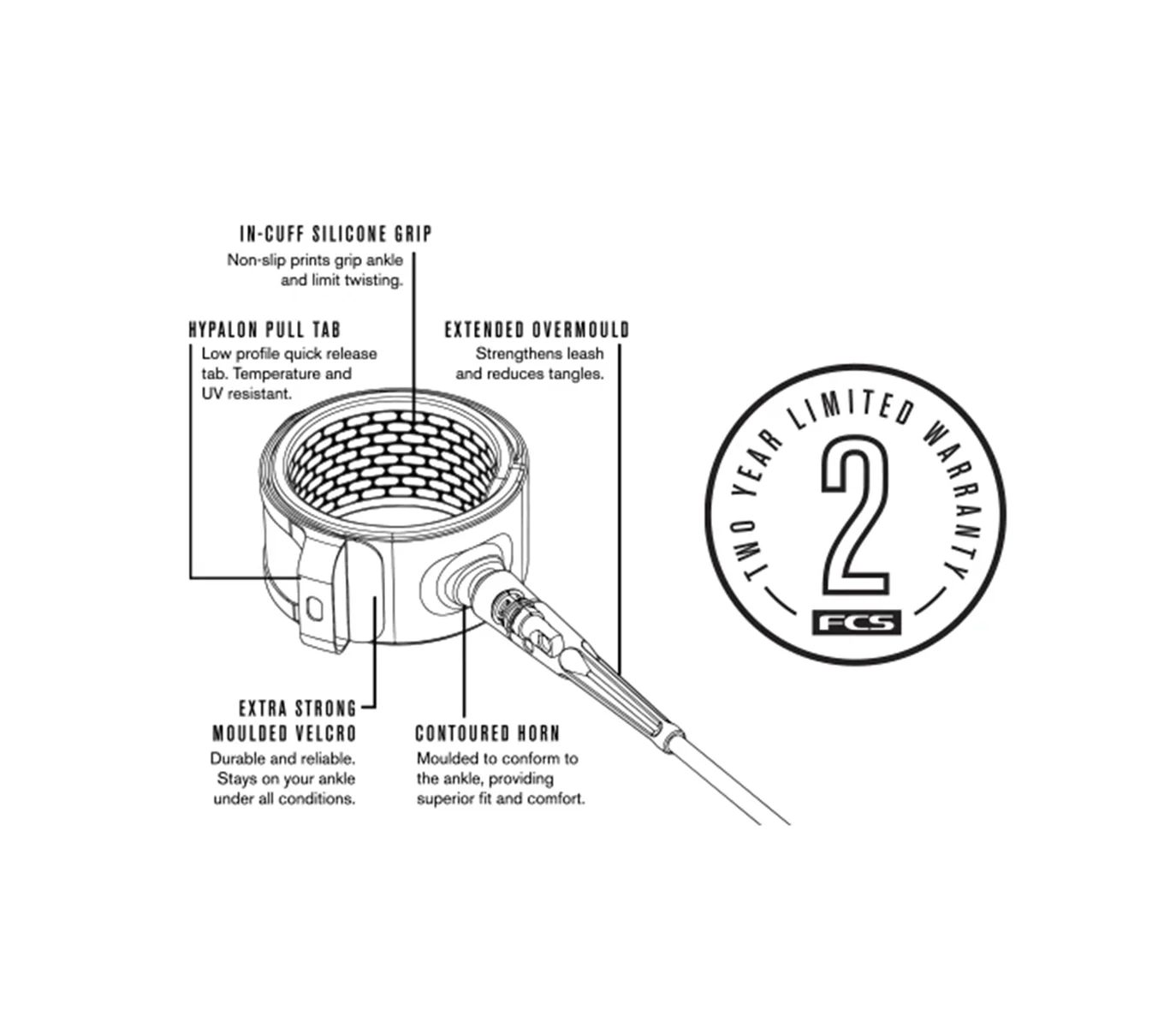 FCS | Leash Surf / SUP All Round Essential Cheville - 7mm - Image 6